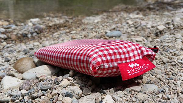 Nappe pour pique nique par terre sur le bord d'un lac